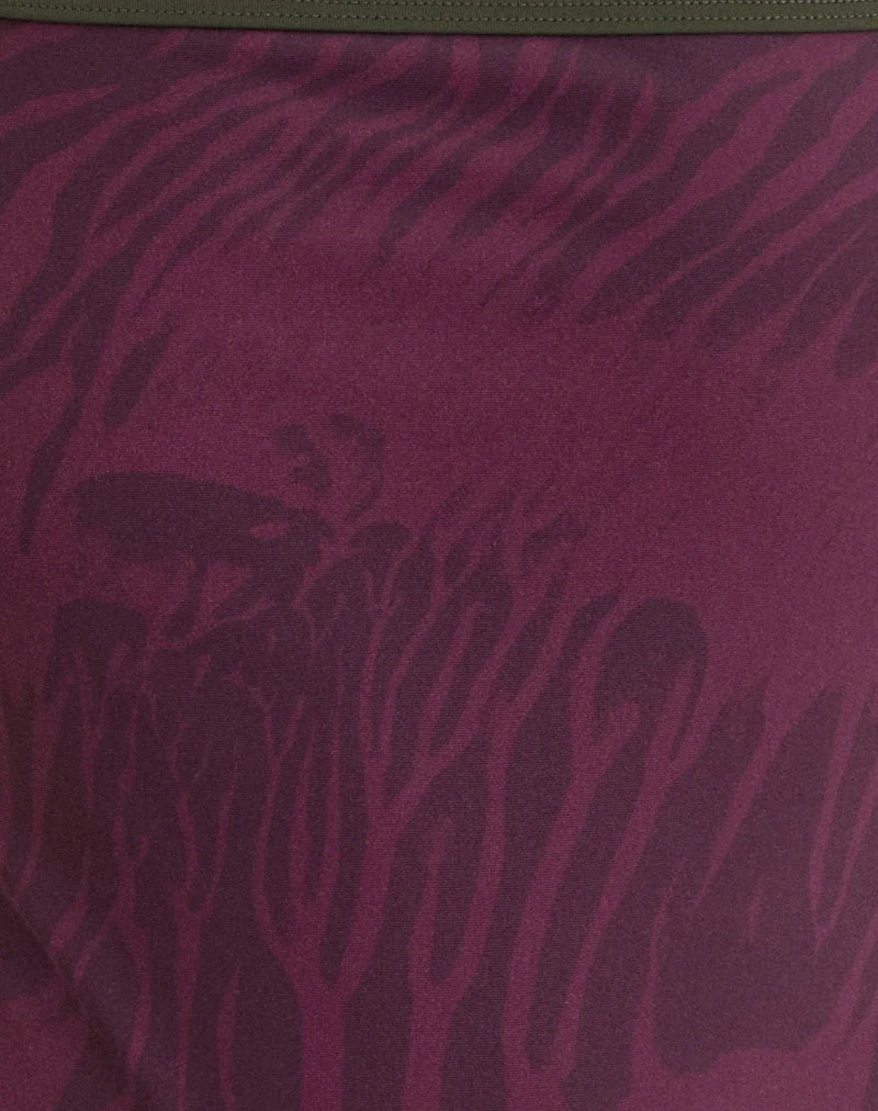 Maillot de bain Anavah à motif zèbre abstrait bordeaux avec bordure verte