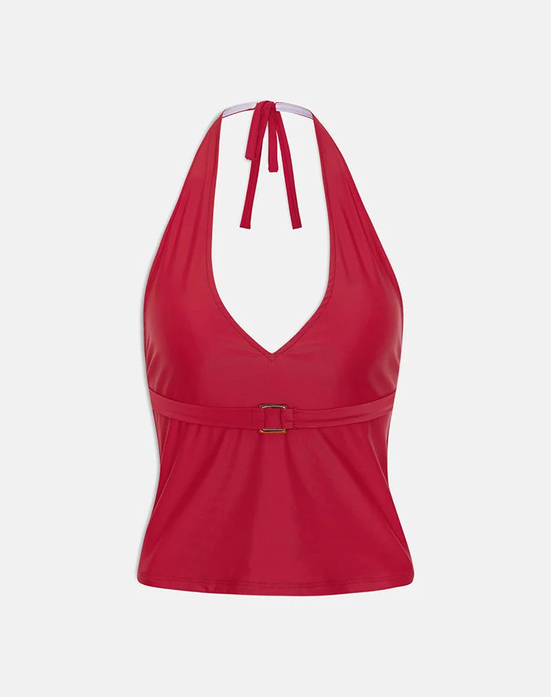 Débardeur de bain Towi rouge cardinal avec ceinture