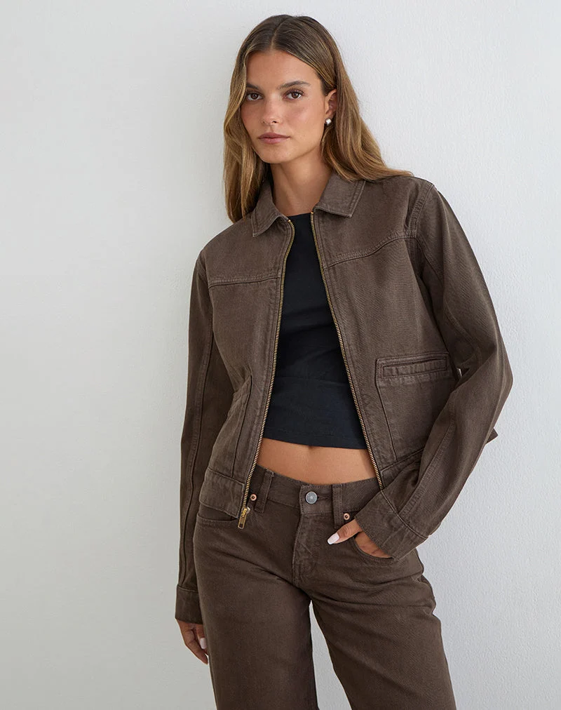 Veste cintrée en denim marron