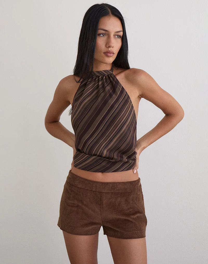 Blazira Short en velours côtelé marron
