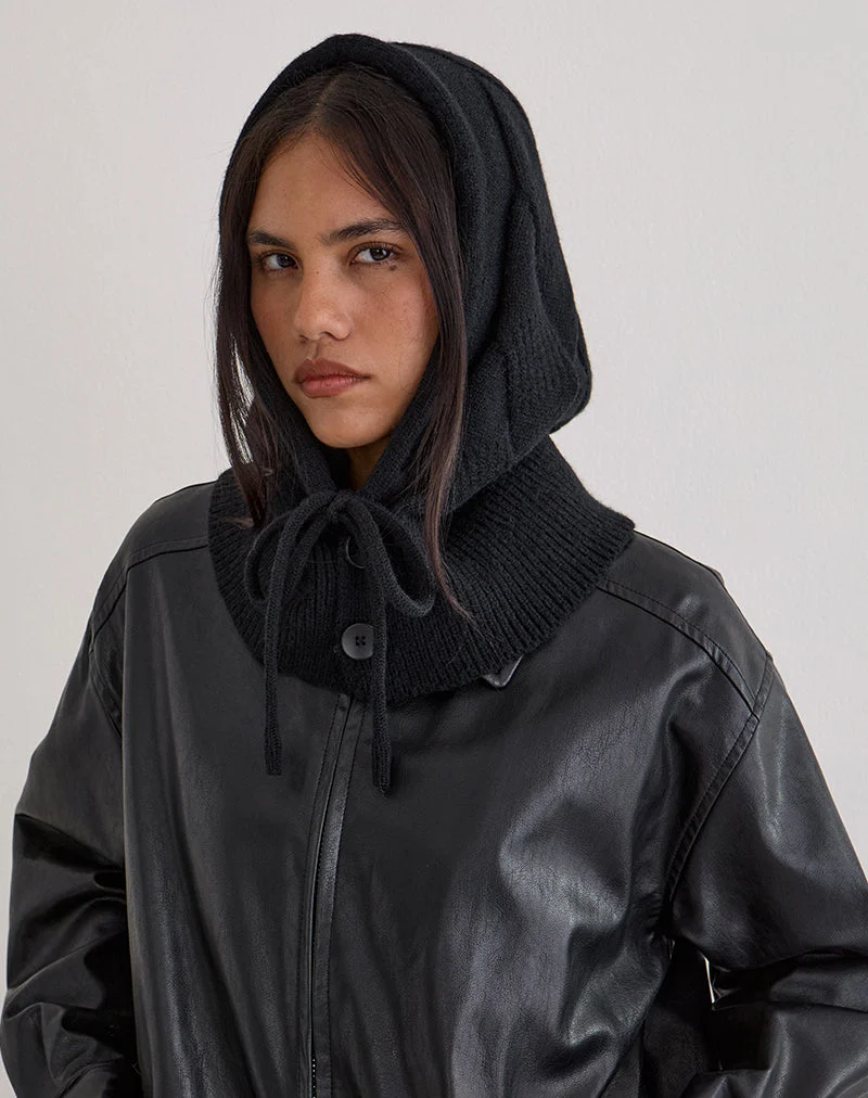 Bonnet à capuche en tricot noir