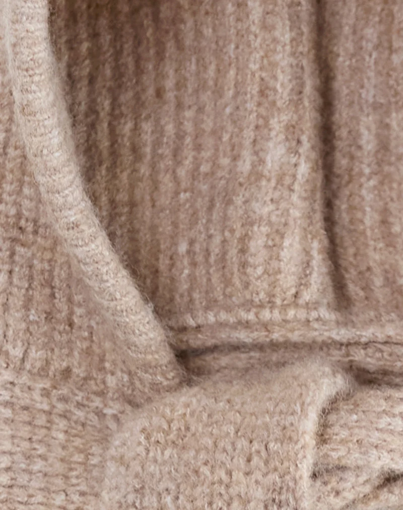 Bonnet en tricot beige