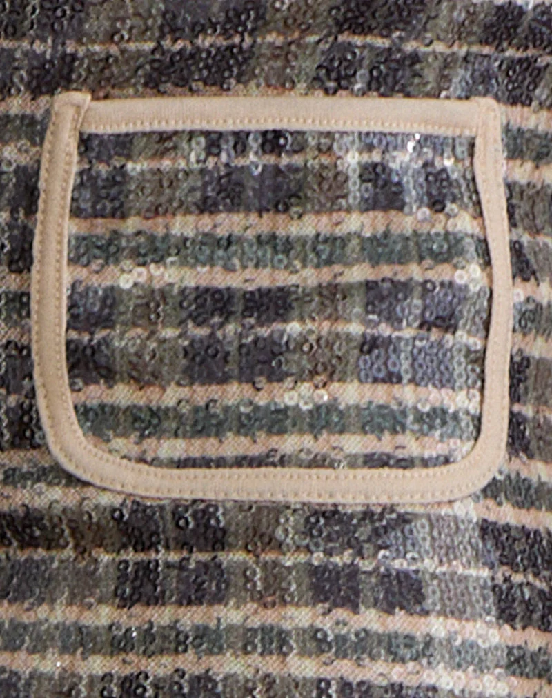Short Serafim en sequins à carreaux vintage marron