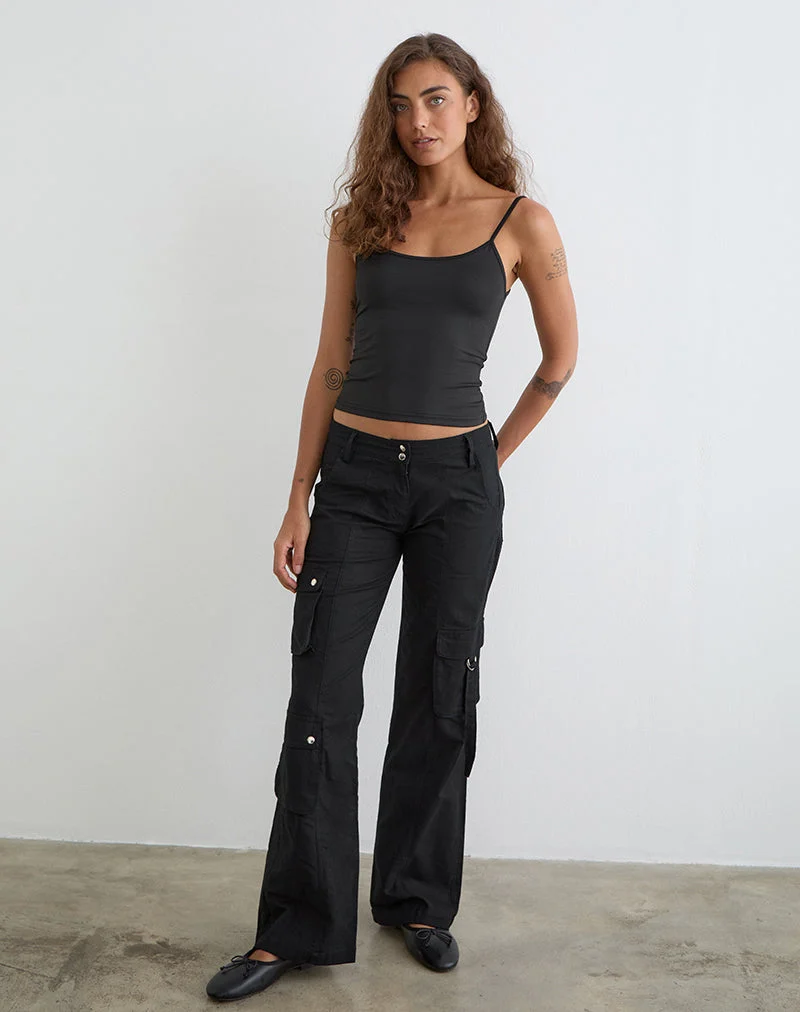 Pantalon cargo en lin Hojo, noir