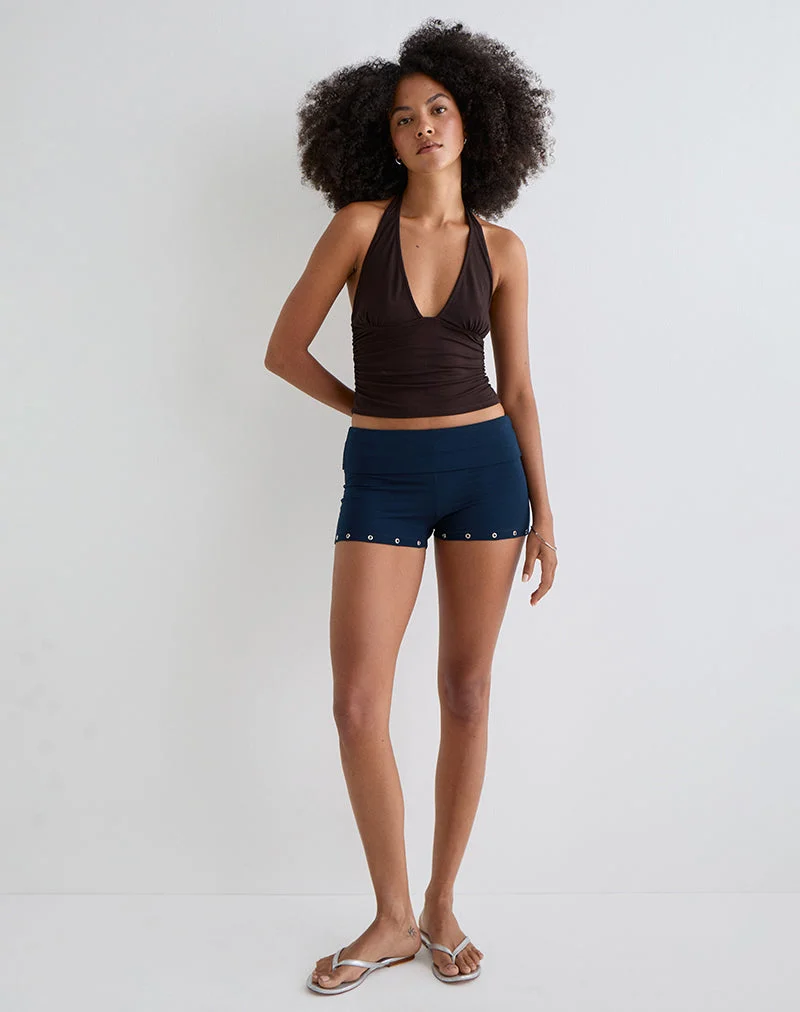 Short Amane Foldover en jersey de rayonne Navy