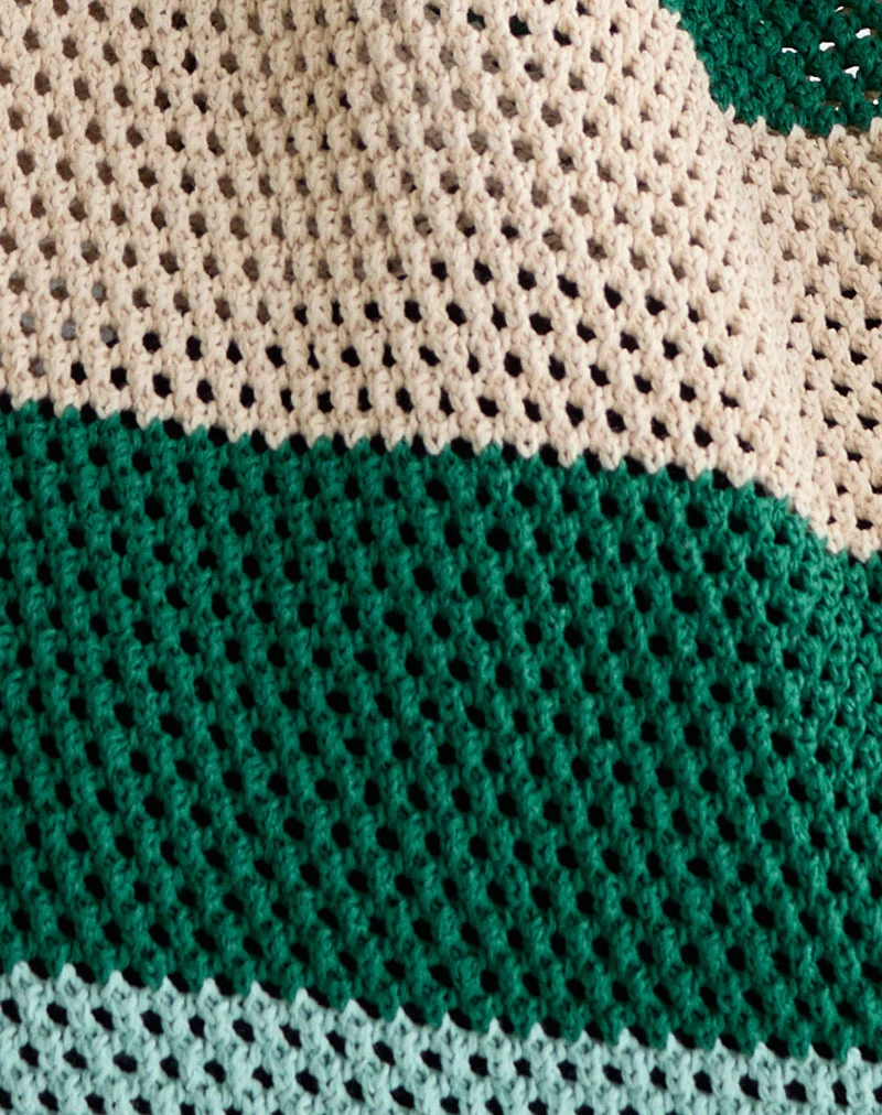 Sac en tricot Zuni à rayures vertes et bleues