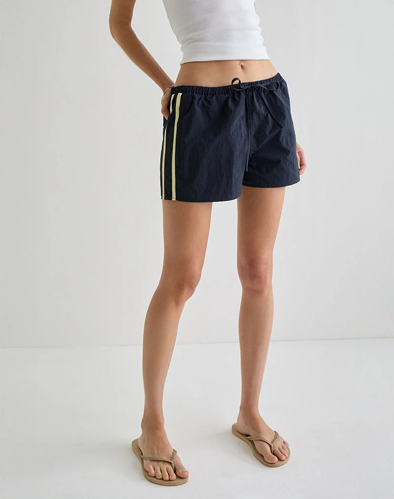 Short Riu Runner en marine à rayures jaunes