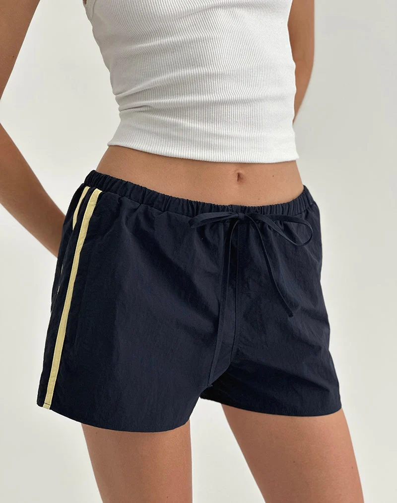 Short Riu Runner en marine à rayures jaunes