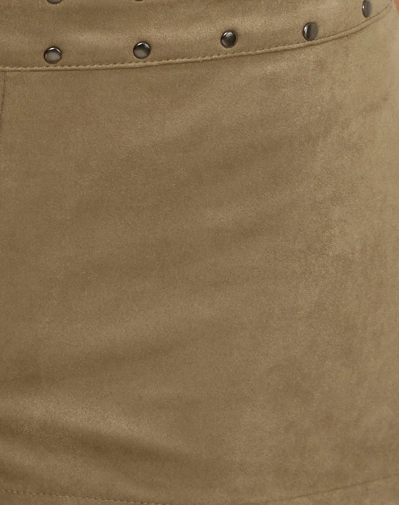 Pantalon Saumya Hot en faux daim Mushroom Grey