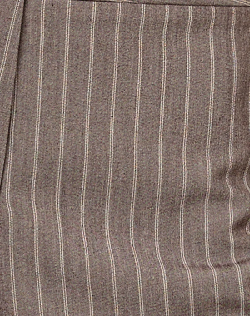 Sarun Longline Short in Pinstripe Brown