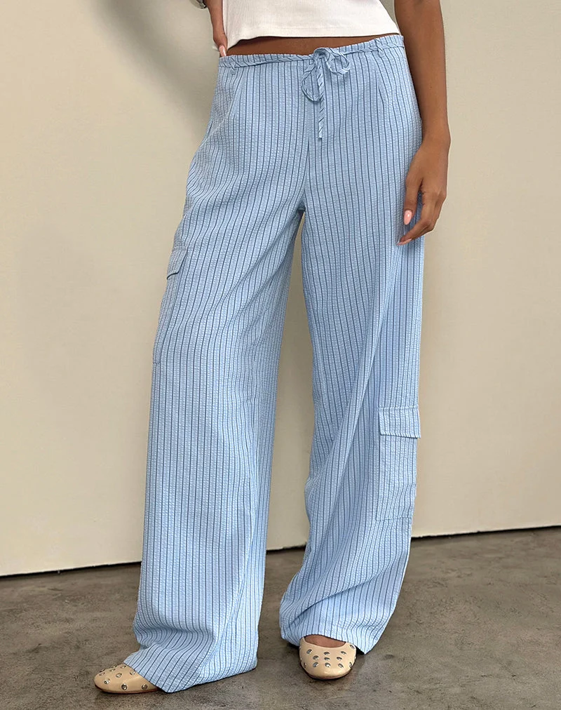Pantalon cargo Bruna à rayures bleues
