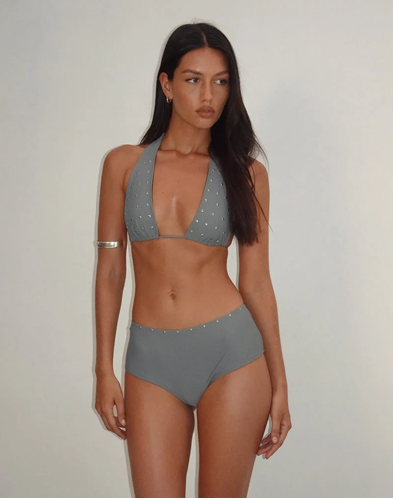 Bas de bikini Kairi en anthracite avec clous