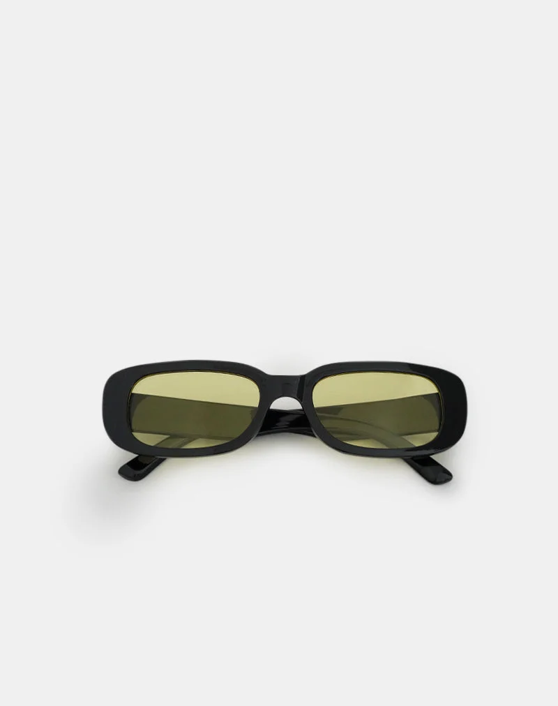 Lunettes de soleil Rustina en noir avec verres jaunes