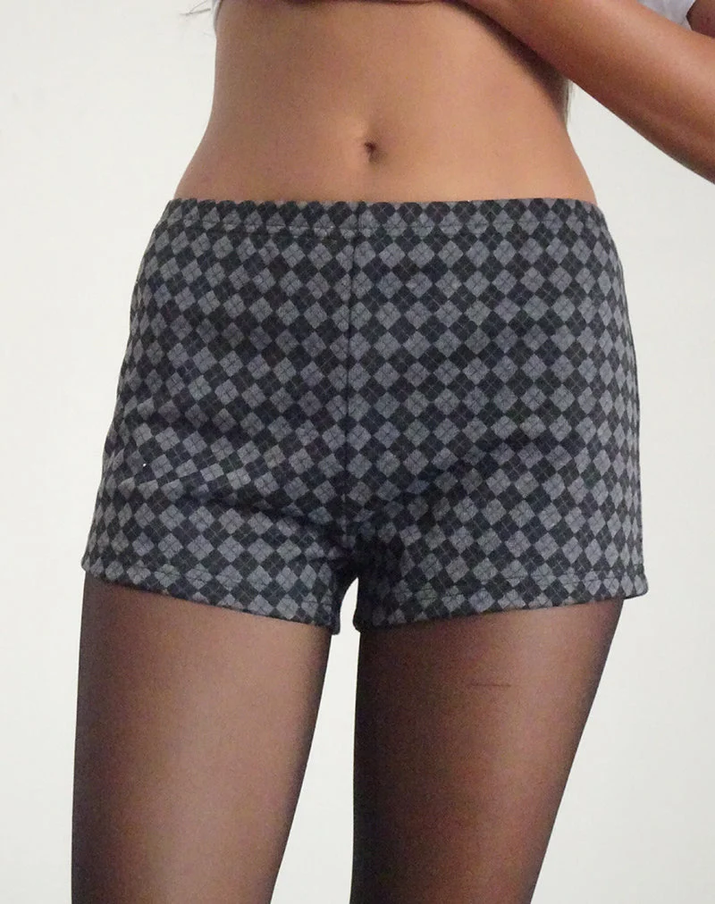 Micro-short Emier en argyle noir et gris