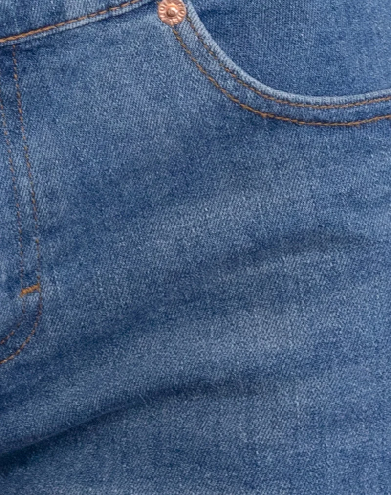Pantalon chaud en denim à taille basse, Bay Blue