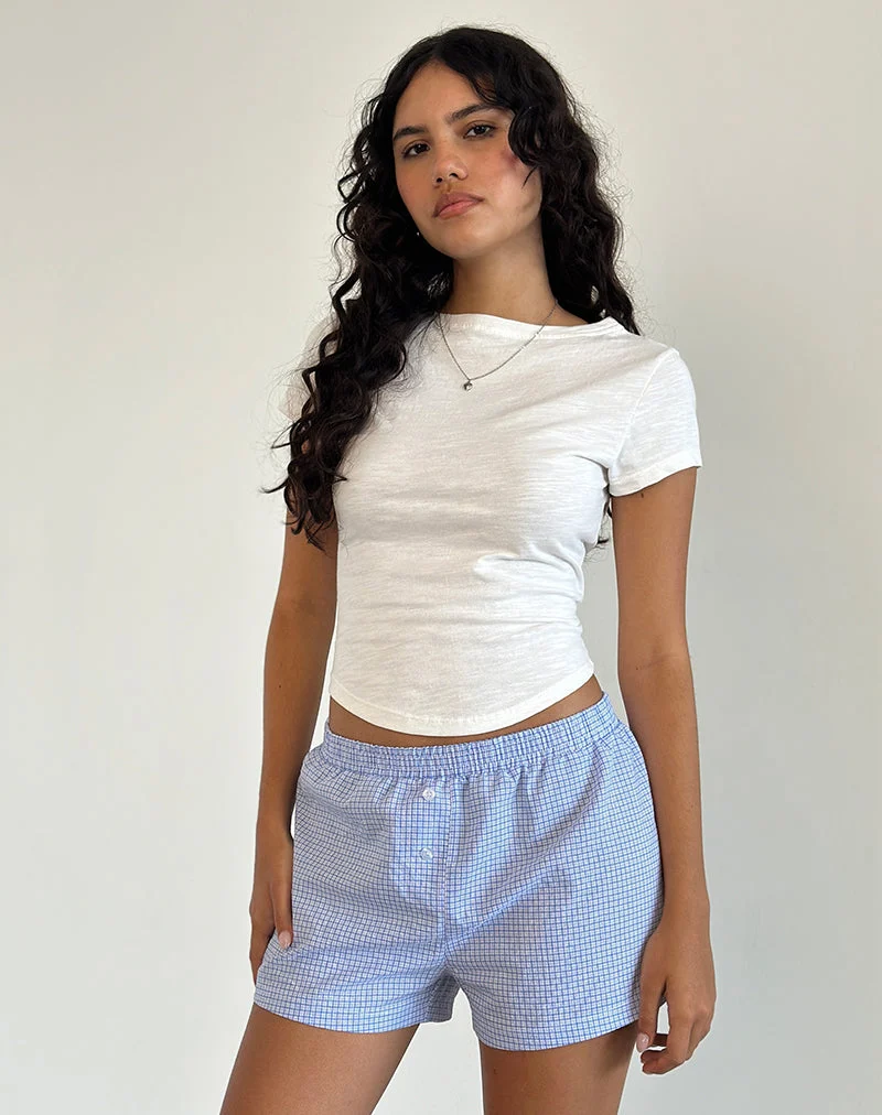 Short Voir en popeline vichy bleu et blanc