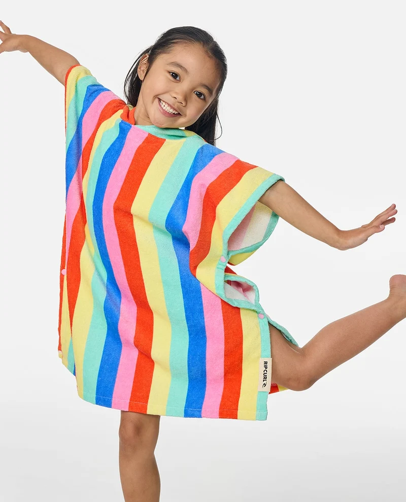 Mixed Snap Hooded Towel Poncho - Girl