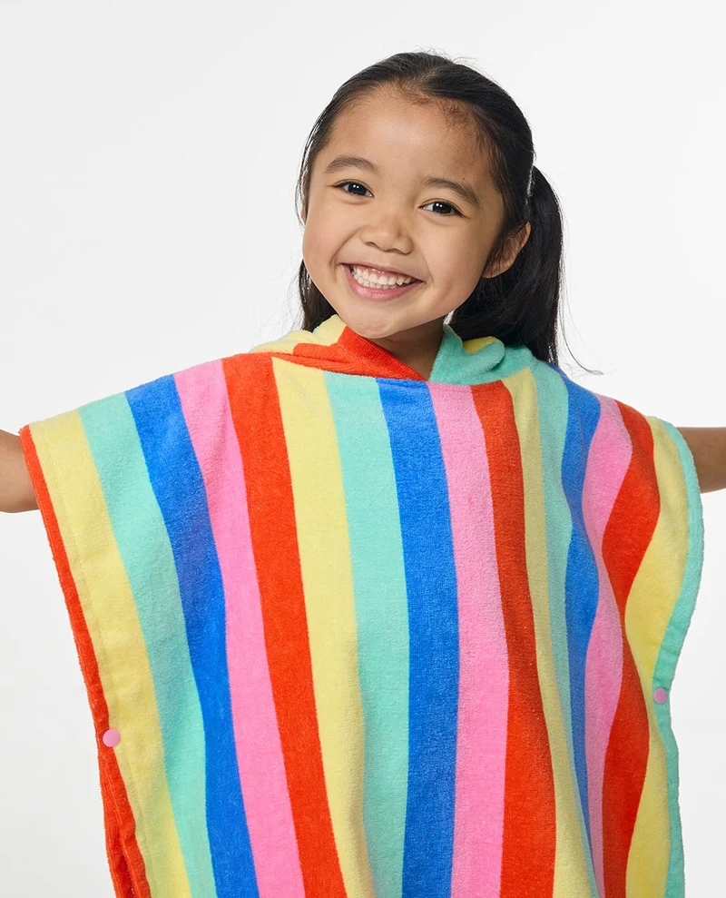 Mixed Snap Hooded Towel Poncho - Girl