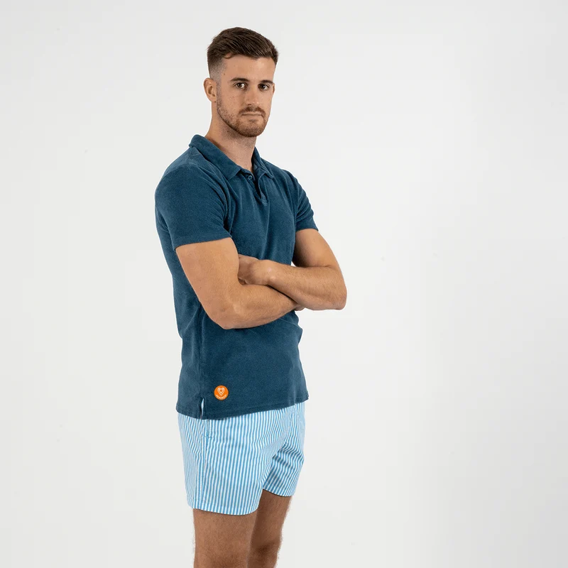 Polo Eponge Bleu Petrole 100% coton
