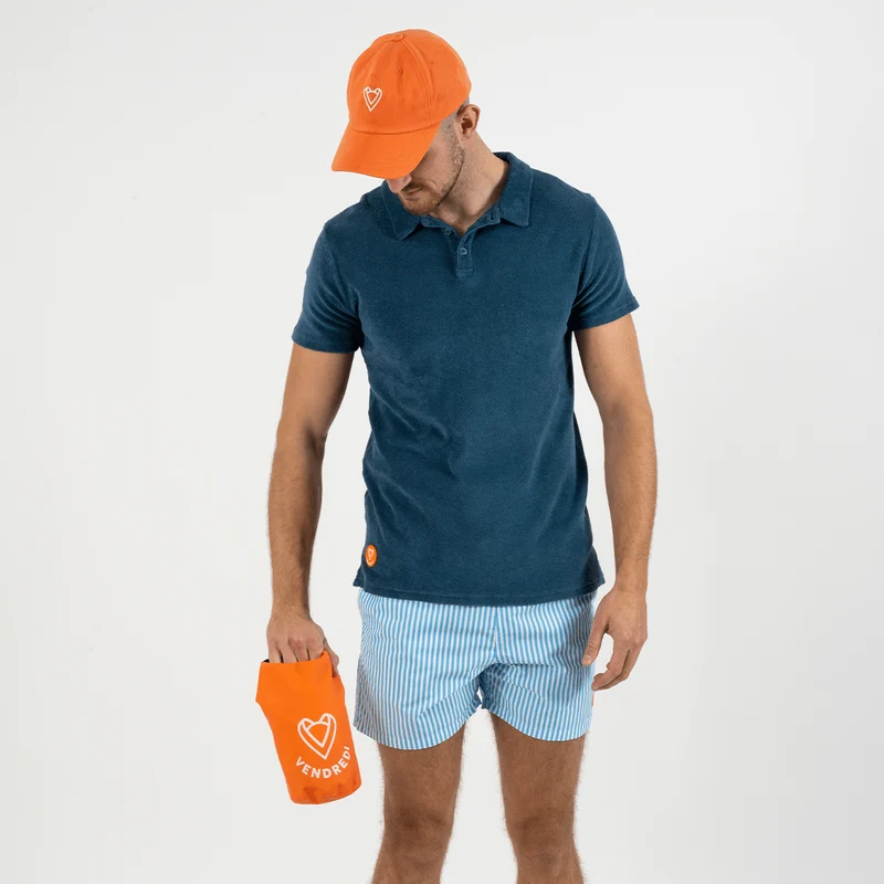 Polo Eponge Bleu Petrole 100% coton