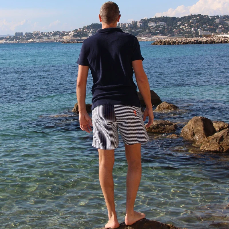 Polo Eponge Bleu Marine 100% coton