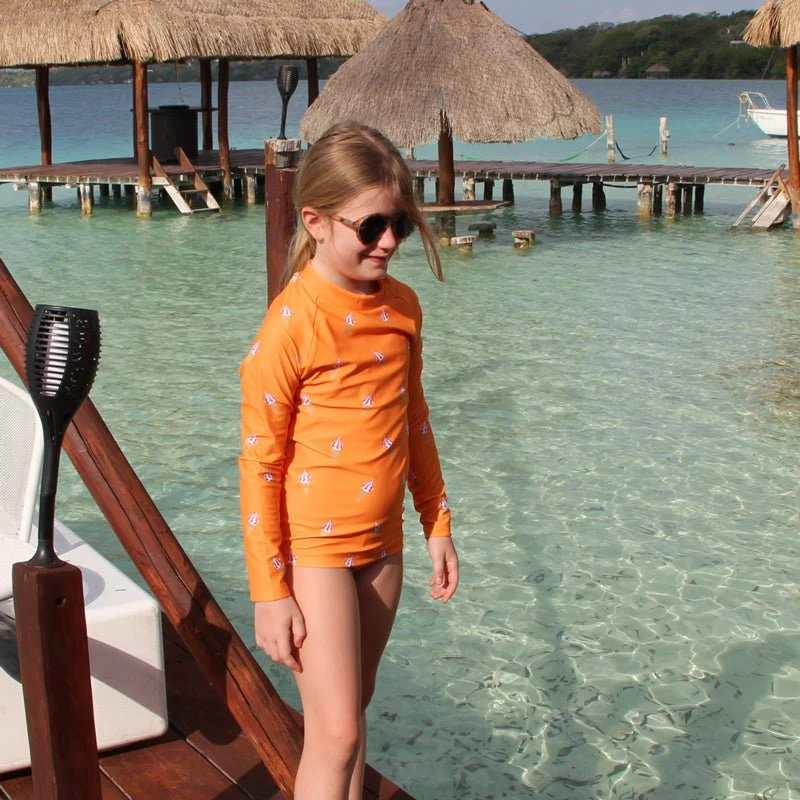 Tee shirt enfant anti-UV mixte - Le Crémeux orange