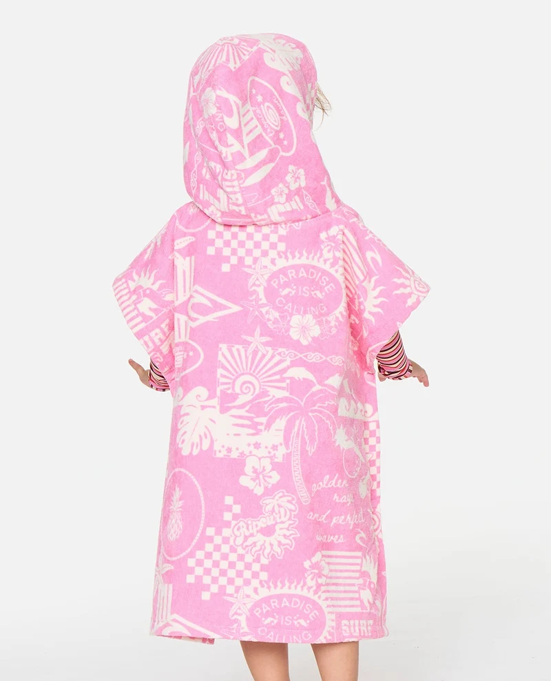 Mixed Snap Hooded Towel Poncho - Girl