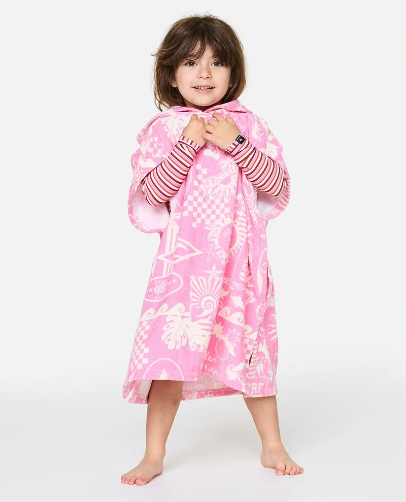 Mixed Snap Hooded Towel Poncho - Girl