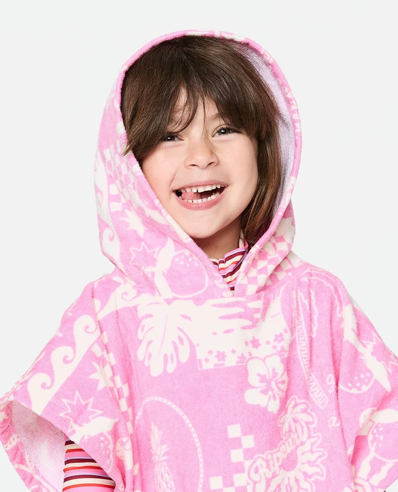 Mixed Snap Hooded Towel Poncho - Girl