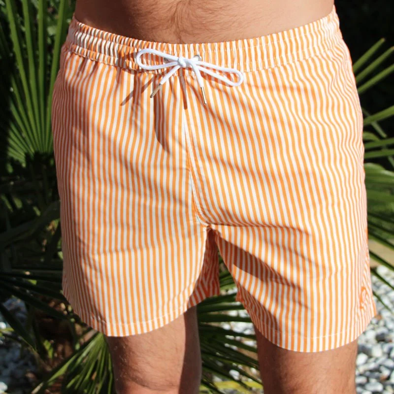 Short de bain - Le Crémeux orange rayé