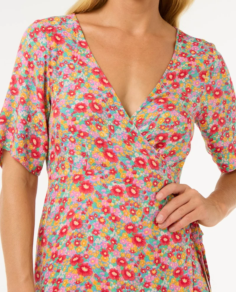 Las Dalias Ditsy Wrap Dress