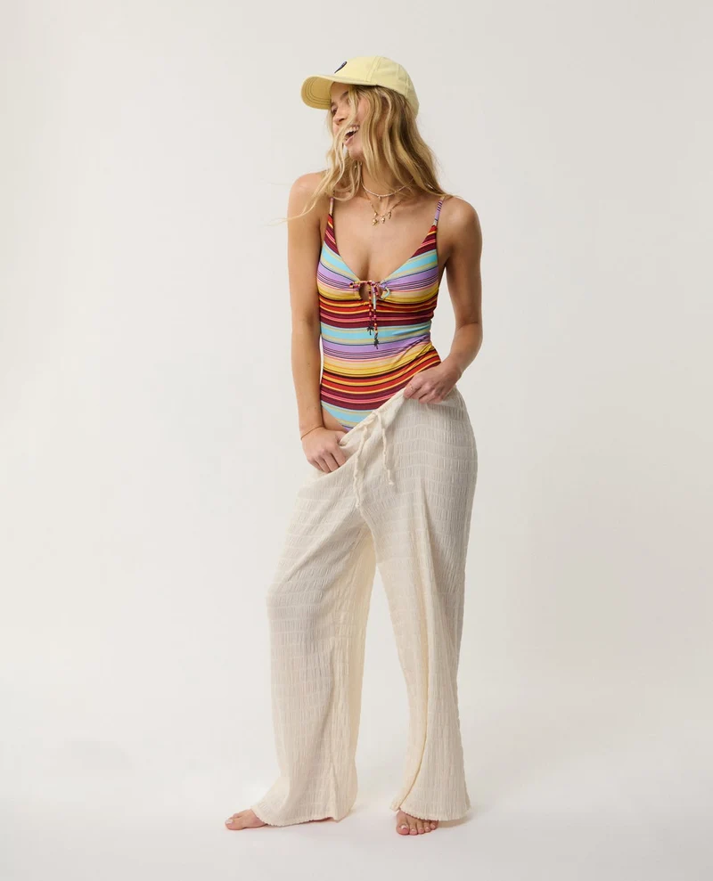 Retro Stripe Full One Piece Swimsuit