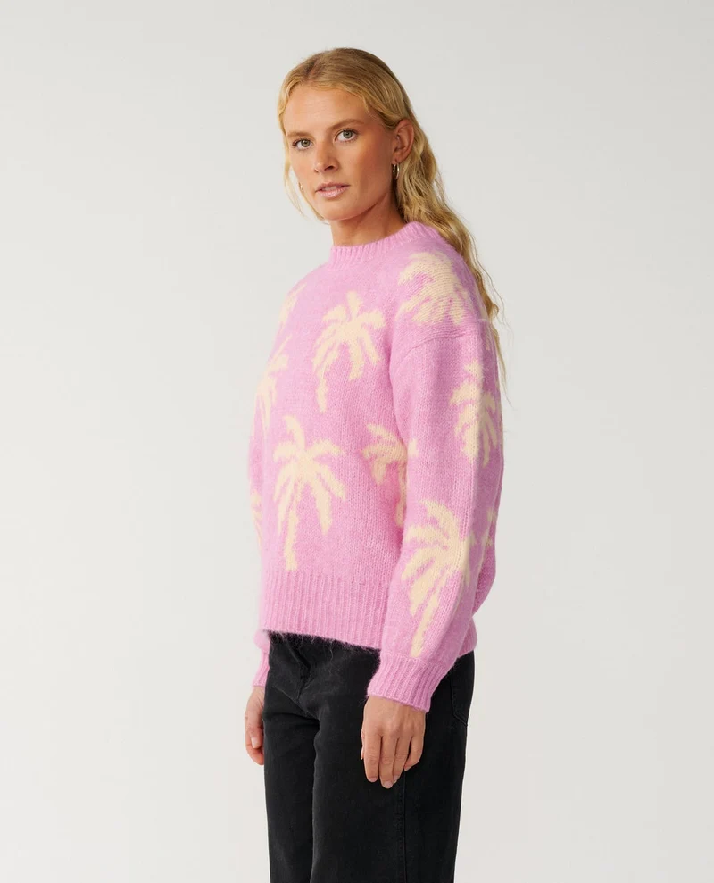 Retro Swell Palm Jacquard Crew