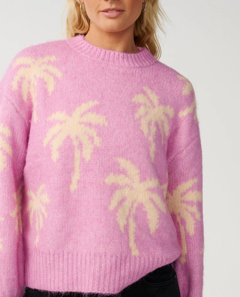 Retro Swell Palm Jacquard Crew