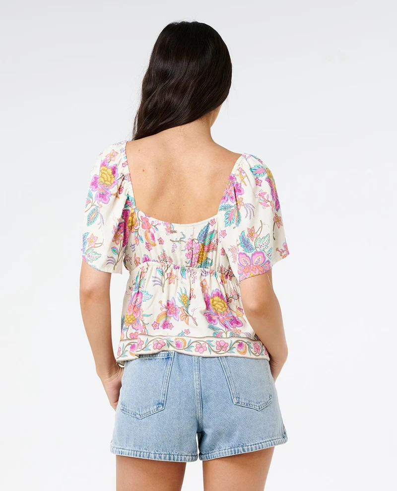 Half Moon Bay Short Sleeve Button Top