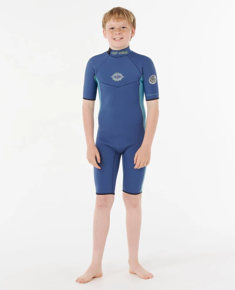 Boys Dawn Patrol Short Sleeve 2mm Back Zip Spring Suit Wetsuit