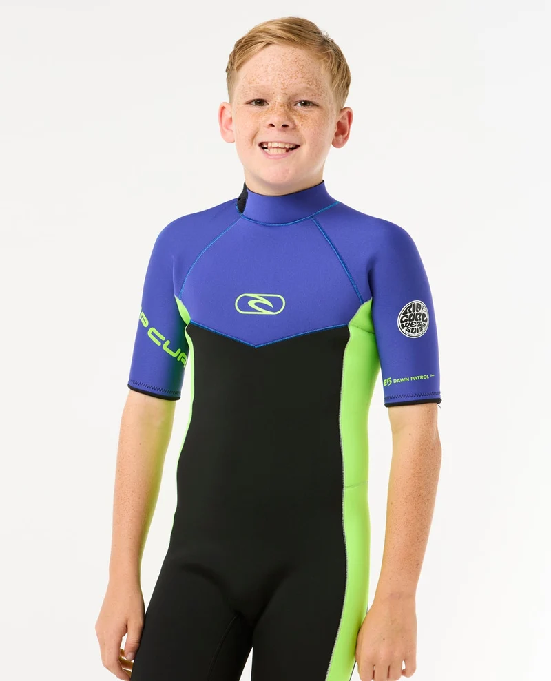 Boys Dawn Patrol Short Sleeve 2mm Back Zip Spring Suit Wetsuit