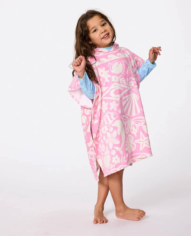 Mixed Snap Hooded Towel Poncho - Girl