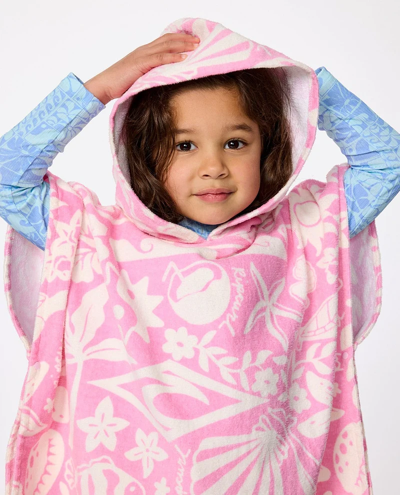Mixed Snap Hooded Towel Poncho - Girl